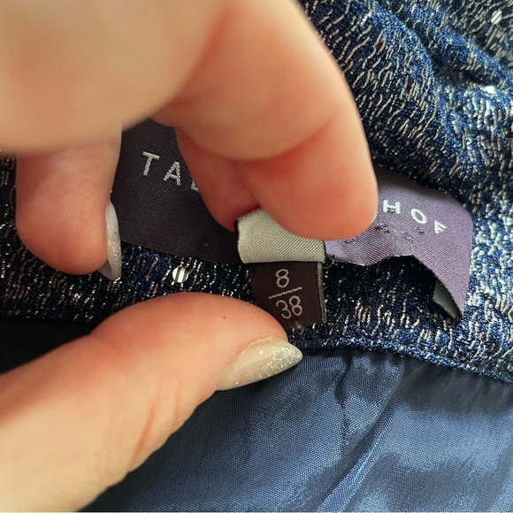 Talbot Runhof Mermaid Royal Navy Glitter Sequin Off The Shoulder Metallic Gown 8 - Picture 9 of 12